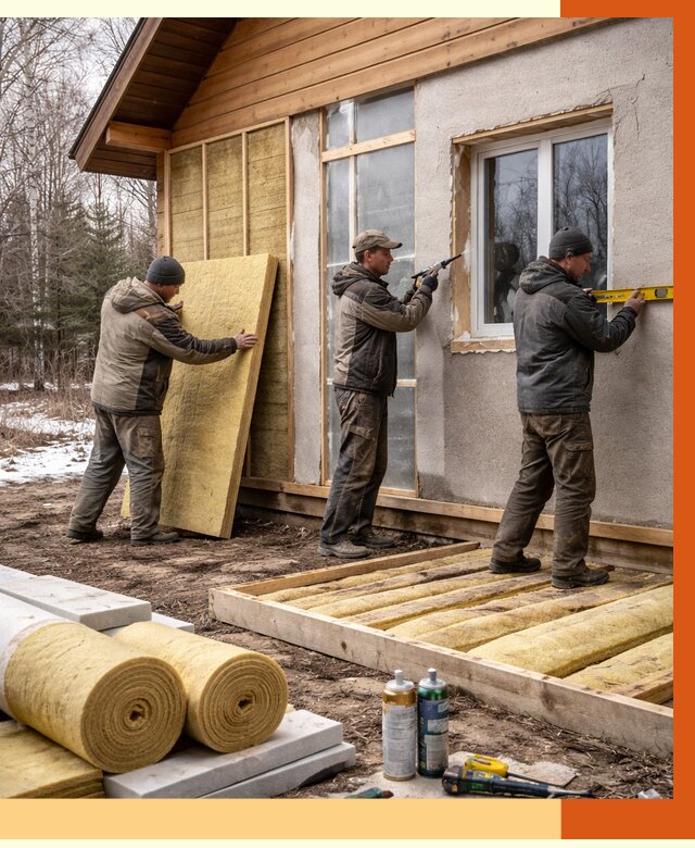 Утепление дачного дома в Усолье-Сибирском от 4902 руб/м2 — недорого | ТепломастерСль