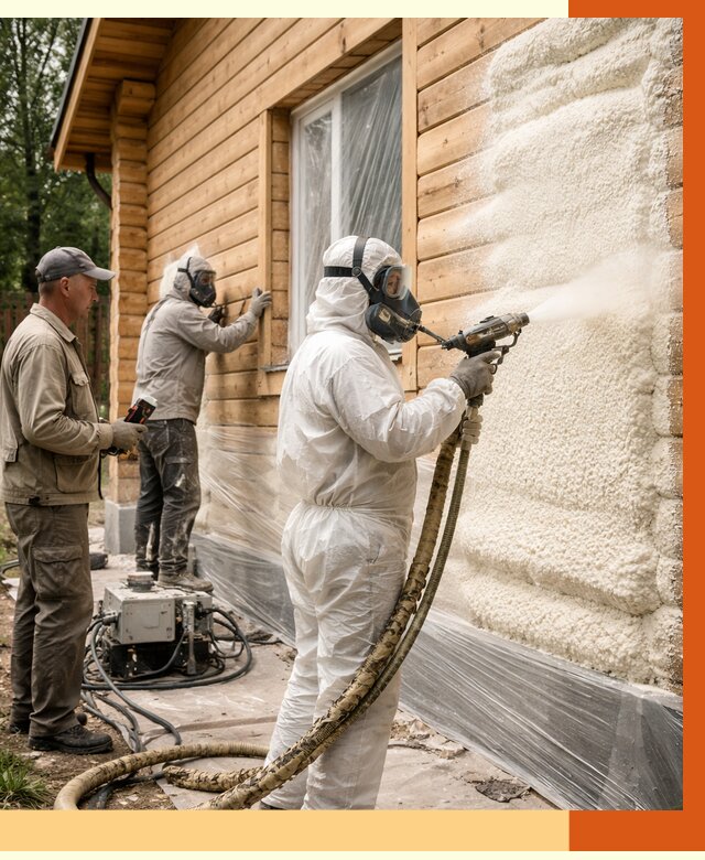 Утепление дома из бруса ППУ в Усолье-Сибирском от 3973 руб/м2 под ключ | ТепломастерСль