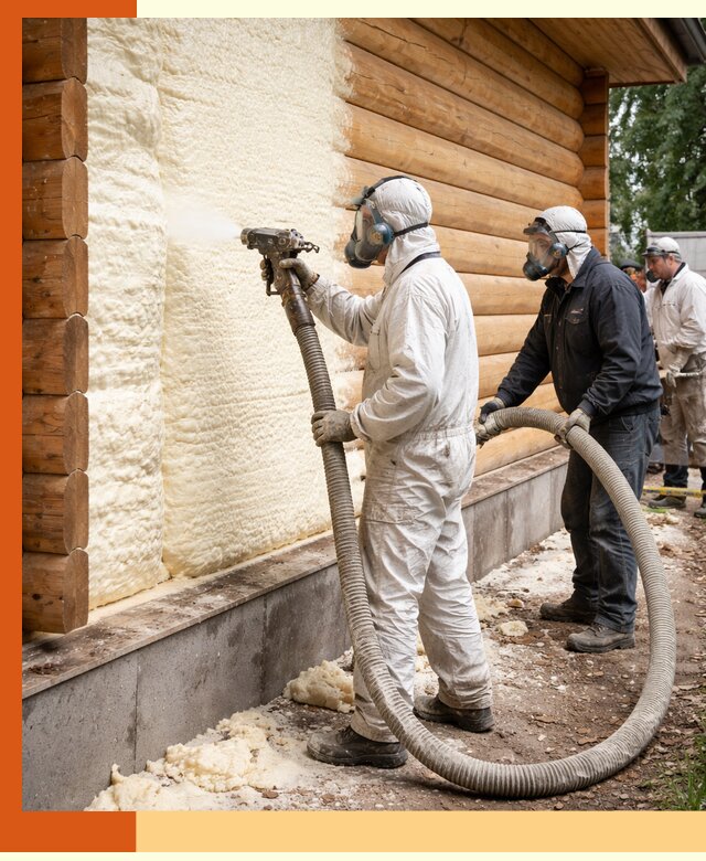 Утепление дома из бруса пенополиуретаном в Усолье-Сибирском