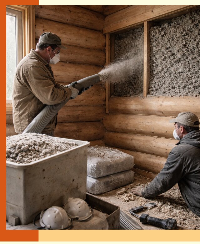 Утепление дома из бруса эковатой в Усолье-Сибирском