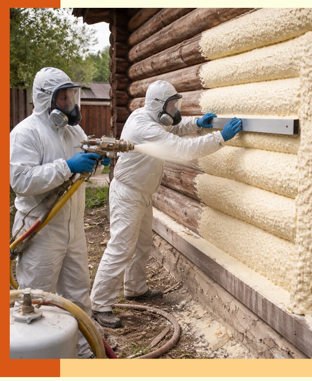 Утепление бревенчатого дома ППУ в Усолье-Сибирском эффективной изоляцией