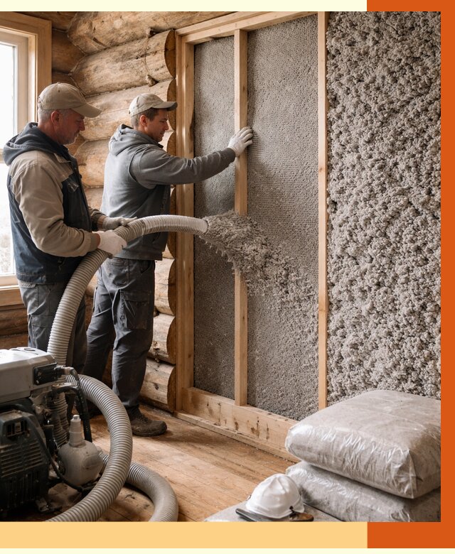 Утепление бревенчатого дома эковатой в Усолье-Сибирском от 2838 руб. | ТепломастерСль