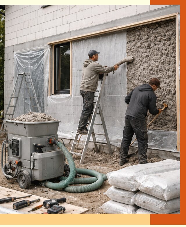 Утепление дома из газобетона эковатой в Усолье-Сибирском от 4644 руб./м2 | ТепломастерСль