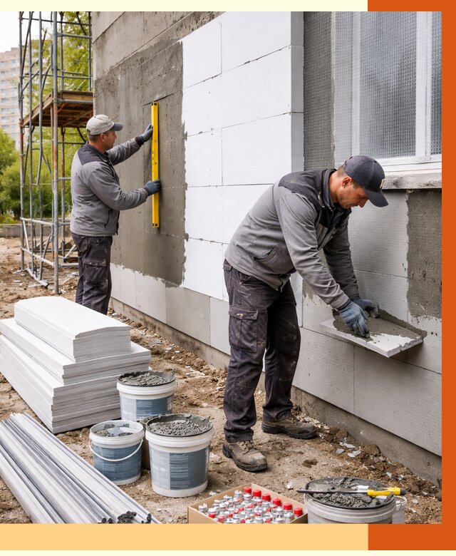 Утепление фасада и стен снаружи в Усолье-Сибирском от 4334 руб. | ТепломастерСль