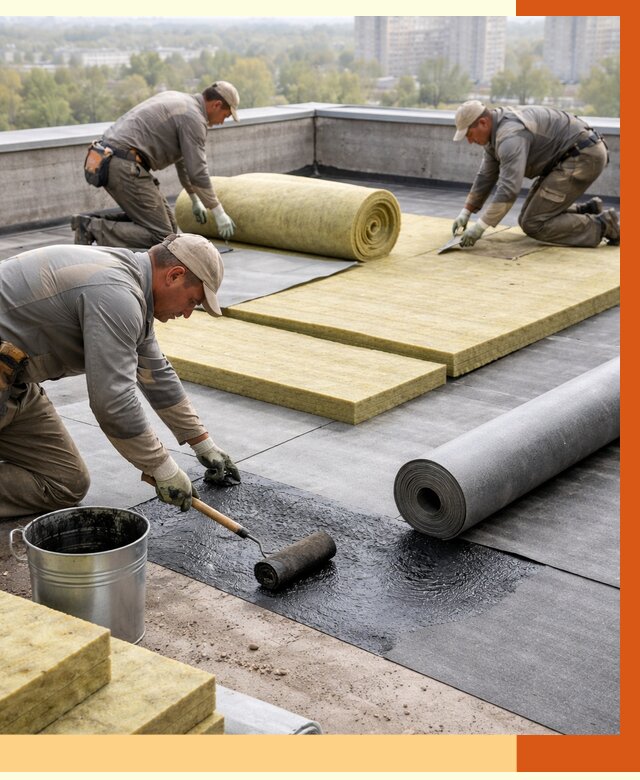 Утепление плоской крыши в Усолье-Сибирском от 7430 руб./м2 под ключ | ТепломастерСль