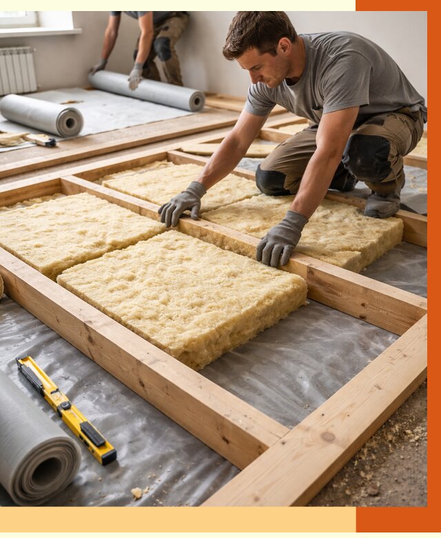 Утепление деревянного пола в Усолье-Сибирском от 1548 руб./м2 под ключ | ТепломастерСль