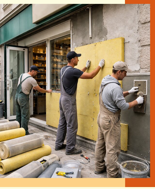 Утепление магазина в Усолье-Сибирском от 4644 руб/м2 — цена, стены и снаружи | ТепломастерСль