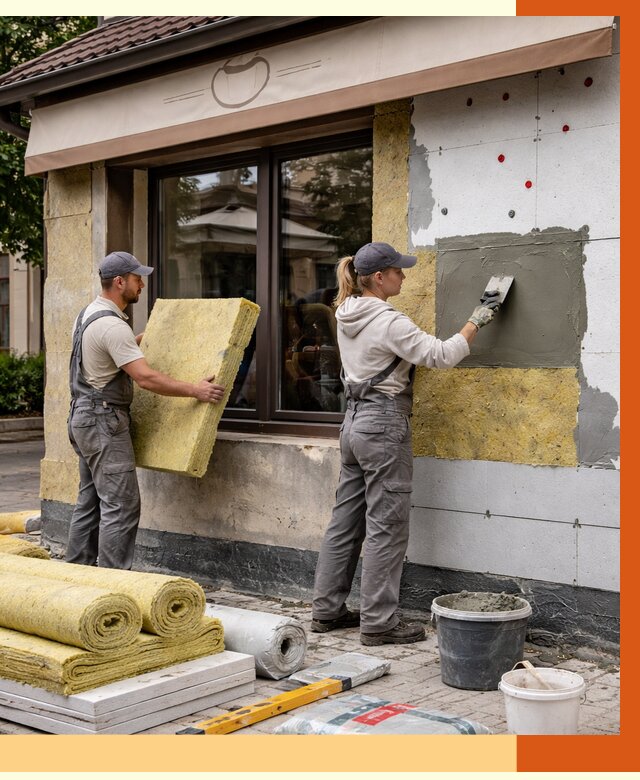 Утепление кафе в Усолье-Сибирском от 4334 руб/м2 — комплексно под ключ | ТепломастерСль