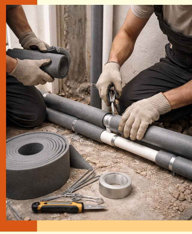 Утепление труб водоснабжения в Усолье-Сибирском — монтаж и защита сети