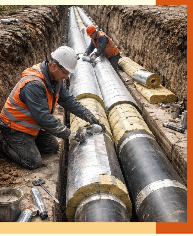 Утепление теплотрассы в Усолье-Сибирском от 4644 руб./м2 — ппу и комплексная изоляция | ТепломастерСль