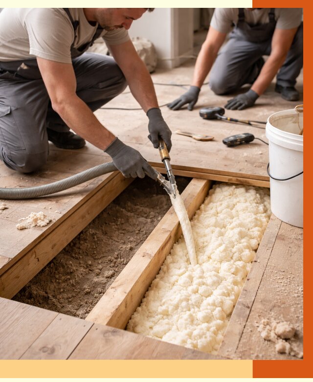 Заполнение пустот пола в Усолье-Сибирском от 2786 руб. — утепление пустот пола под ключ | ТепломастерСль