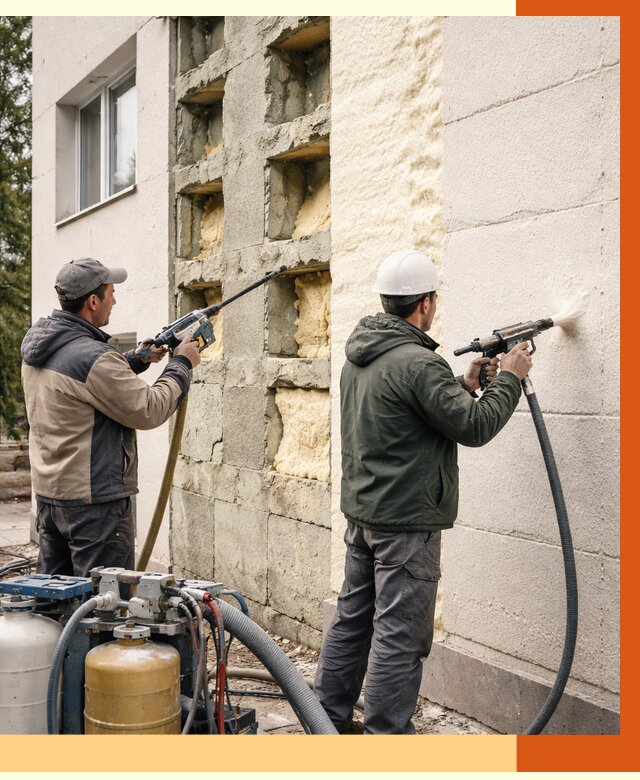 Заполнение пустот фасада в Усолье-Сибирском от 4644 руб. — утепление пустот облицовки | ТепломастерСль