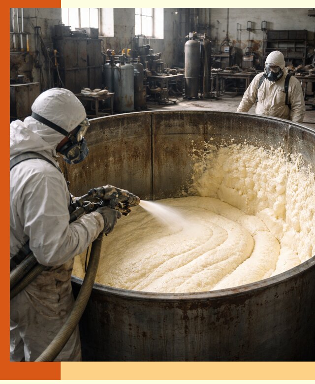 Заливка ппу в емкости с полной изоляцией и герметизацией в Усолье-Сибирском