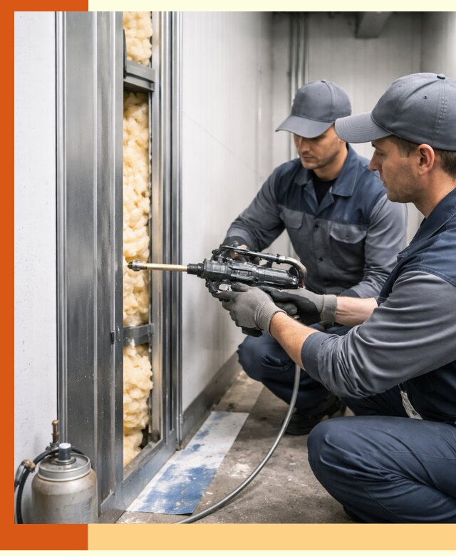 Заполнение пустот холодильных панелей в Усолье-Сибирском специализированной пеной