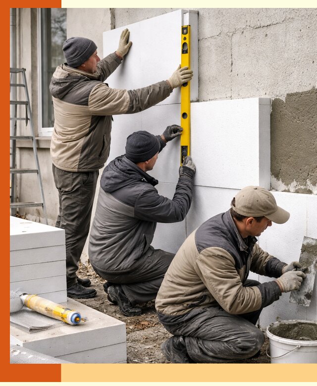 Утепление пенопластом наружных стен и фасадов в Усолье-Сибирском