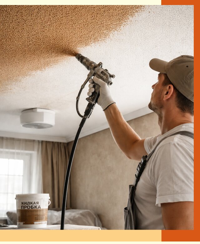 Утепление потолка жидкой пробкой в Усолье-Сибирском от 3612 руб. | ТепломастерСль