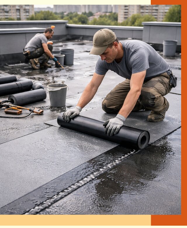 Гидроизоляция плоской кровли в Усолье-Сибирском от 4644 руб./м2 — профессионально | ТепломастерСль
