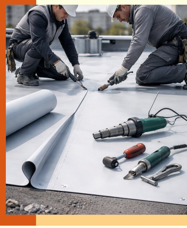 Гидроизоляция мембранной кровли в Усолье-Сибирском: монтаж и ремонт быстро