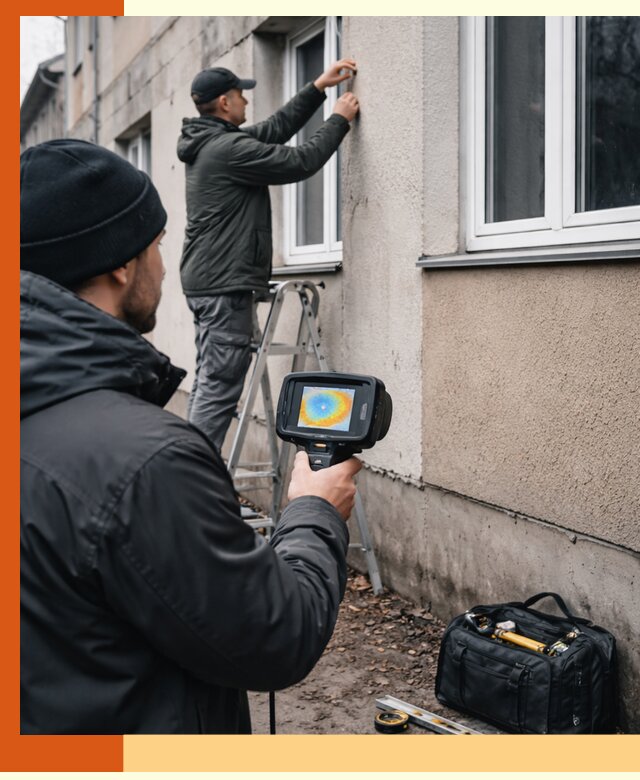 Тепловизионное обследование фасада в Усолье-Сибирском для выявления дефектов