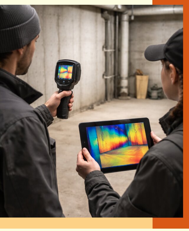 Тепловизионное обследование подвала в Усолье-Сибирском от 4644 руб. — проверка гидроизоляции | ТепломастерСль