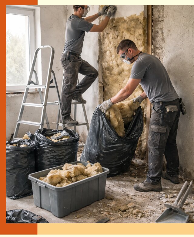 Демонтаж старого утеплителя и вывоз отходов в Усолье-Сибирском